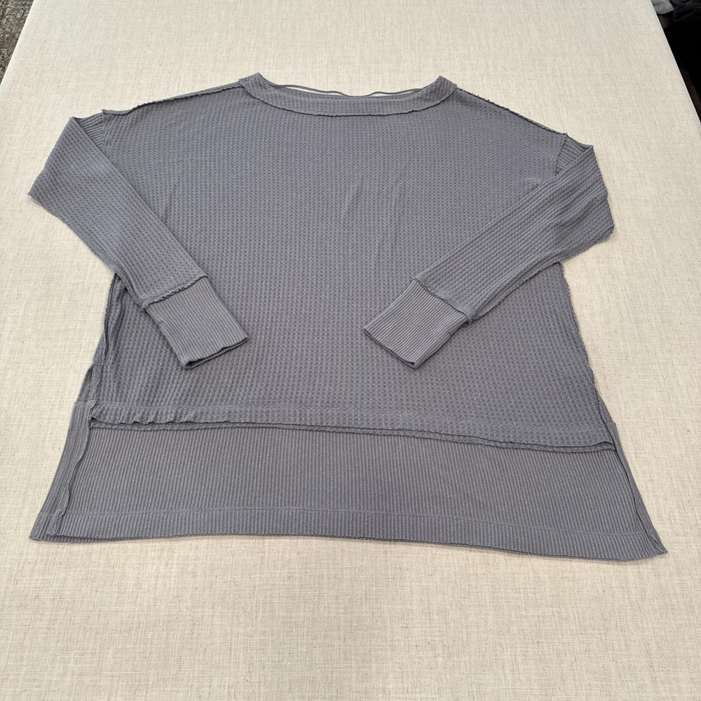Free People North Shore Thermal Womens Large Tunic Top Waffle Knit Oversized